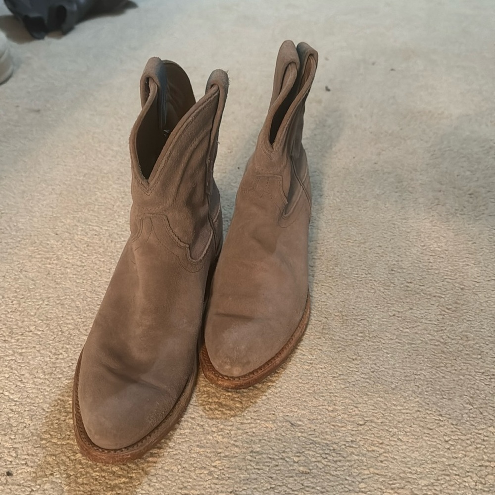 Tecovas Gray suede booties